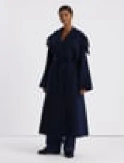 Brushed Cashmere Double Face Fringed Oversized Coat