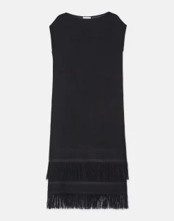 Burlap Jacquard Linen-Viscose Fringed Dress