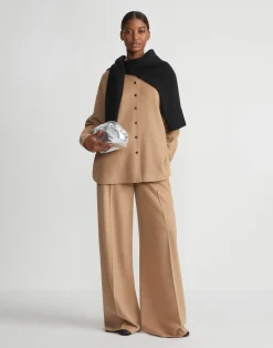 Camel Hair Drop Shoulder Shirt Jacket