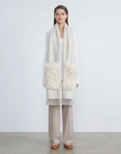 Cashmere Shearling Pocket Shawl