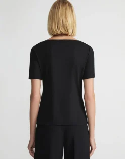 Cotton Rib Twisted V-Neck Tee