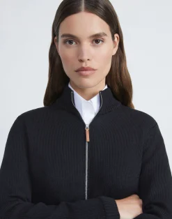 Cotton-Silk Tape Knit Bomber