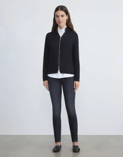 Cotton-Silk Tape Knit Bomber
