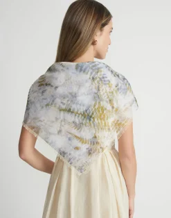 Eco Fern Print Cotton-Silk Scarf