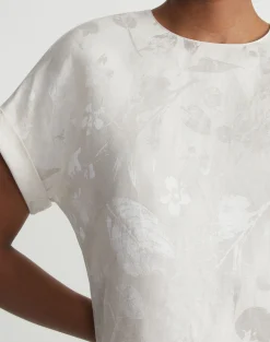 Eco Flora Jacquard Linen-Viscose T-Shirt Blouse