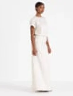 Eco Flora Jacquard Linen-Viscose Maxi Skirt