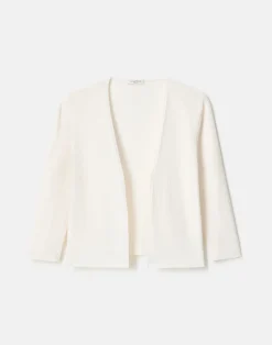 Finespun Voile Open-Front Cropped Cardigan