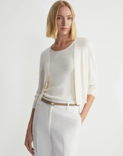 Finespun Voile Open-Front Cropped Cardigan