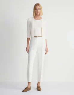 Finespun Voile Open-Front Cropped Cardigan