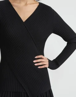 Finespun Voile Pleat Stitch Crossover Sweater