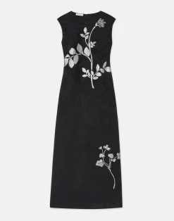 Flora Bloom Metallic Jacquard Viscose-Silk Dress