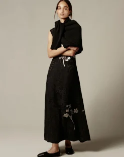Flora Bloom Metallic Jacquard Viscose-Silk Dress