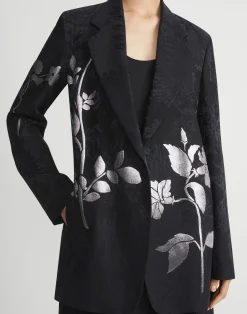 Flora Bloom Metallic Jacquard Viscose-Silk Blazer