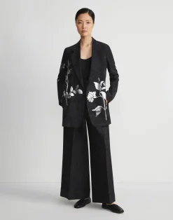 Flora Bloom Metallic Jacquard Viscose-Silk Blazer