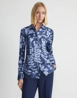 Flora Print Silk Twill Buttoned Blouse