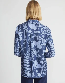 Flora Print Silk Twill Buttoned Blouse