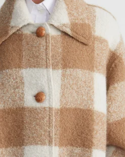 Gingham Alpaca-Wool Bouclé Double Face Oversized Coat