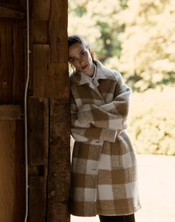 Gingham Alpaca-Wool Bouclé Double Face Oversized Coat