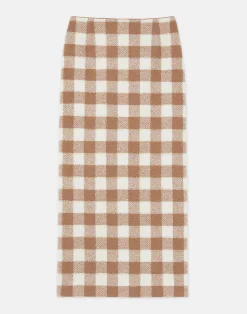 Gingham Wool Maxi Pencil Skirt
