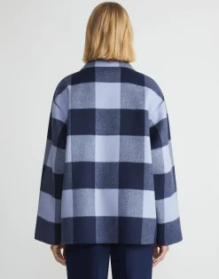 Gingham Wool-Cashmere Double Face Oversized Swing Coat