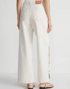 L148 Denim Wyckoff Button Wide Leg Jean