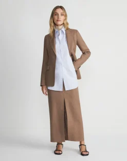 Linen Slit Front Maxi Skirt