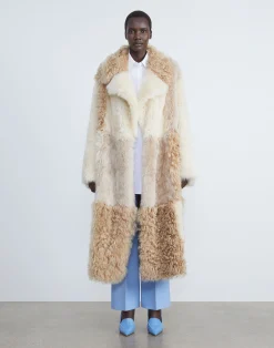 Long Hair Shearling Reversible Double-Breasted Overcoat