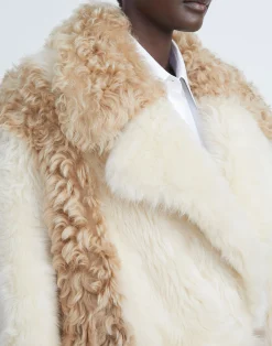 Long Hair Shearling Reversible Double-Breasted Overcoat