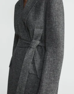 Marled Linen Basketweave Belted Blazer