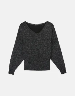 Merino Wool-Sequin Silk Blouson Sweater