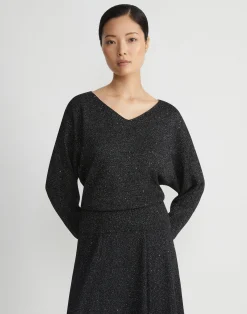 Merino Wool-Sequin Silk Blouson Sweater