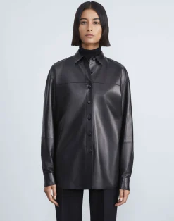 Nappa Lambskin Leather Shirt Jacket