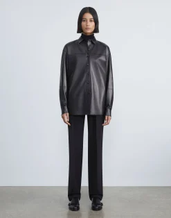 Nappa Lambskin Leather Shirt Jacket