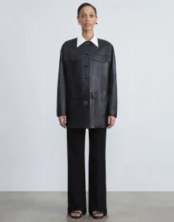 Nappa Leather Quilted Coat