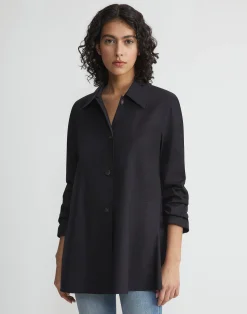 Organic Cotton Poplin Flounced Shirt Jacket