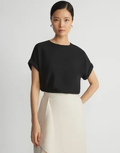 Organic Silk Georgette Cuffed T-Shirt Blouse