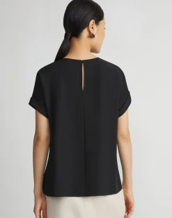 Organic Silk Georgette Cuffed T-Shirt Blouse