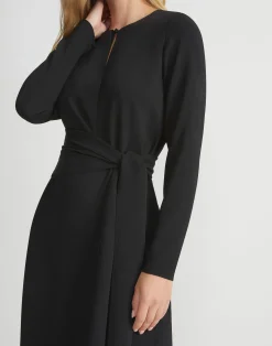 Responsible Finesse Crepe Keyhole Wrap Sash Dress