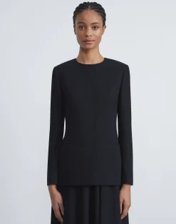 Responsible Wool Nouveau Crepe Collarless Jacket