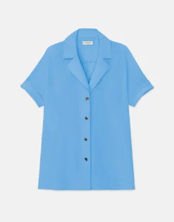 Sandwashed Silk Notch Collar Blouse