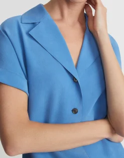 Sandwashed Silk Notch Collar Blouse