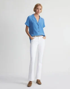 Sandwashed Silk Notch Collar Blouse