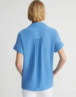 Sandwashed Silk Notch Collar Blouse
