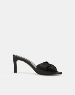 Satin Heeled Mule