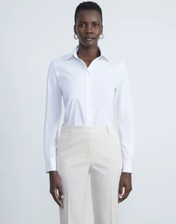 Stretch Cotton Button Down Bodysuit