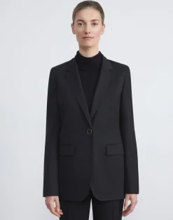 Stretch Virgin Wool Single Button Blazer