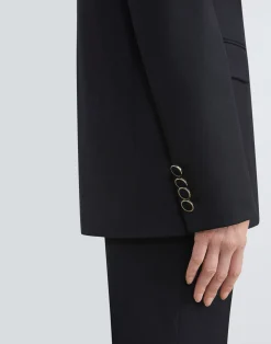 Stretch Virgin Wool Single Button Blazer
