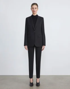 Stretch Virgin Wool Single Button Blazer