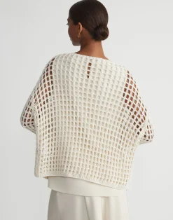 Sustainable Linen-Silk Chainette Net Stitch Sweater