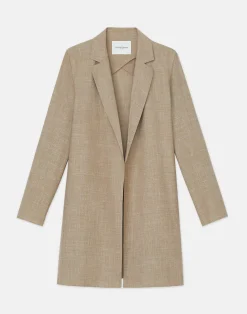 Virgin Wool Silk-Linen Open Front Jacket